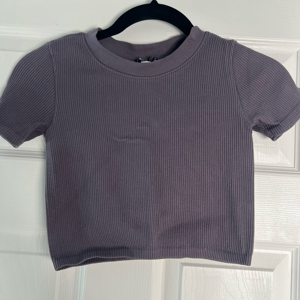 Zara Lilac Ribbed Short Sleeve Tee